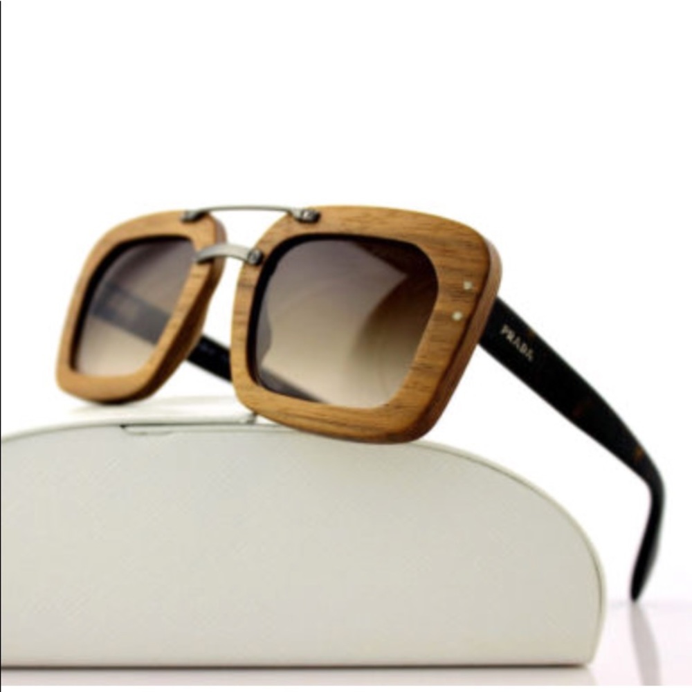 Authentic Prada Wooden Sunglasses Nut Canaletto - Picture 2 of 7